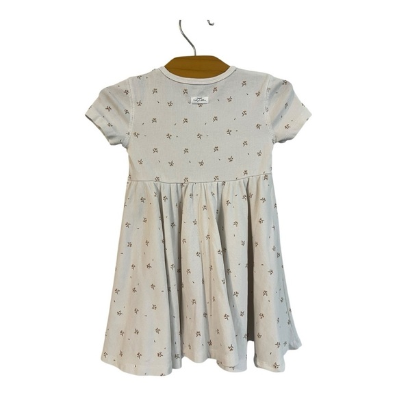 Lovely Little Short Sleeve Dress Tan Blossom Floral 36 Months 3T Cotton - Picture 3 of 5